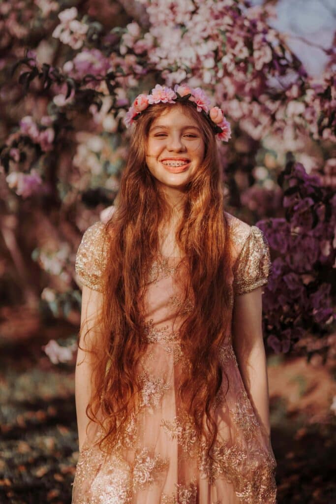 young girl with braces